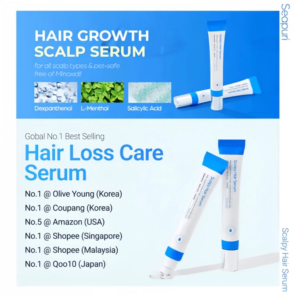 SEAPURI anti Hair Loss Serum (Ampoule) | Scalp Health & Regrowth | Seapuri Dr. 33 Hair Care Essence 20Ml